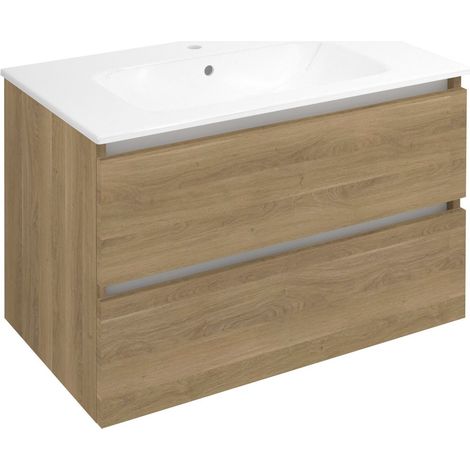 Meuble sous-vasque EZARA 79,8x52x46cm, chêne cuneo (1/4)