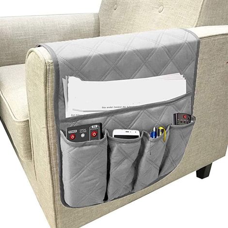 Organiseur de Chevet avec, Sac De Rangement Antidérapant pour lit/canapé/Chaise/Accoudoir sac de rangement (gris) (1/5)