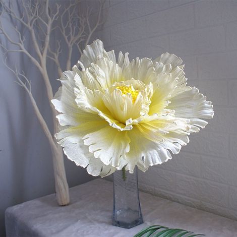 Fleur Pivoine Artificielle - Diamètre Tête 30 cm - Tige 20 cm - Matériau Lin et Plastique - Décoration Mariage et Intérieur - 1 Pièce (1/5)