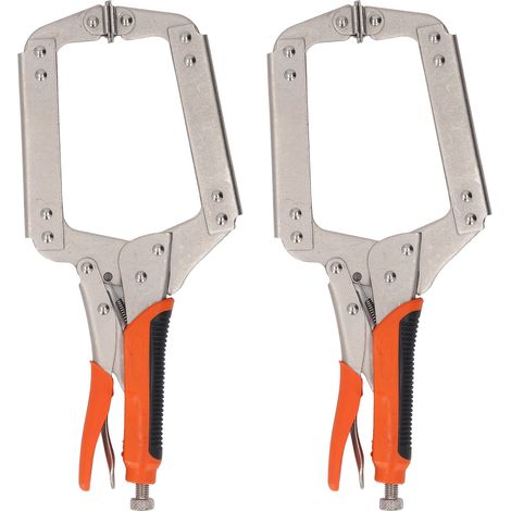 2Pcs Locking C Clamp Pliers Set Heavy Duty Woodworking Face Clamp with Rotating Pads for Welding Pocket Hole Joinery 14in (1/5)
