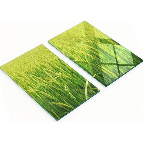 Tablas de cocina de vidrio templado con gr谩ficos, 2 piezas, Campo de arroz, 2x30x52 cm (1/5)