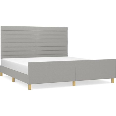 Lit adulte pour 2 personnes avec tête de lit, Structure de lit, Assemblage Facile, Gris clair 160x200 cm Tissu OIB1789E (1/5)