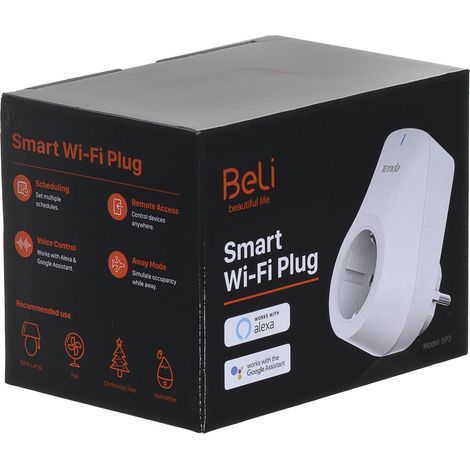 Tenda Beli SP3 Wi-Fi Smart Plug, kein Hub erforderlich, zur Steuerung Ihrer Geräte von überall, funktioniert mit Amazon Alexa Echo und Google Home, Kindersicherheitsdesign. (1/3)