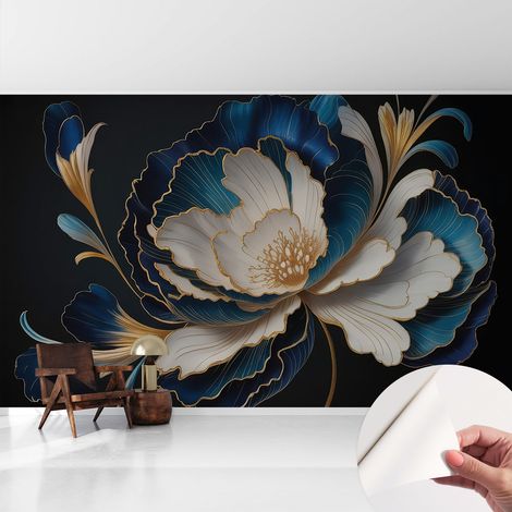 Papier peint autocollant à motifs décoratifs pour salon chambre et bureau Décoration murale élégante avec colle Motif floral 416x254 cm (1/5)