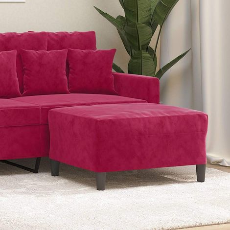 vidaXL Reposapiés de terciopelo rojo tinto 70x55x41 cm (1/5)