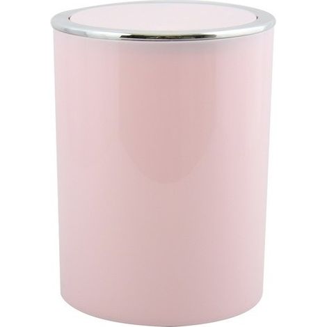 MSV – Poubelle de salle de bain 6L – Design rond rose pastel – Mécanisme de bascule pratique – Matériau ABS durable