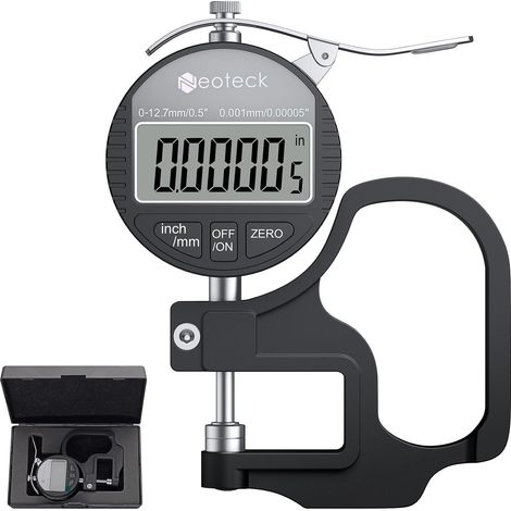 0-12.7mm/0.001mm Jauge d'Épaisseur Numérique Micromètre Digital LCD Électronique Appareil Portable Mesure Haute Précision en mm/inch pour Atelier et Laboratoire - Noir (1/5)