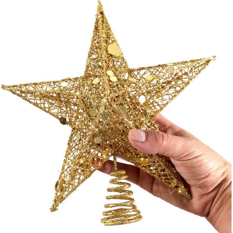 Étoile de Noël à branches Décoration d'intérieur et fête dorée 25 cm (1/5)
