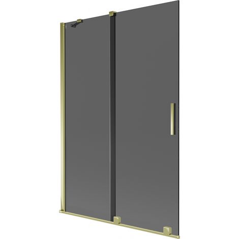 Mexen Velar paravento per vasca da bagno a 2 ante scorrevoli 120 x 150 cm, grafite, oro - 896-120-000-41-50 (1/2)