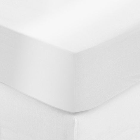 Drap Housse "Satine" 140x190cm Blanc (1/2)