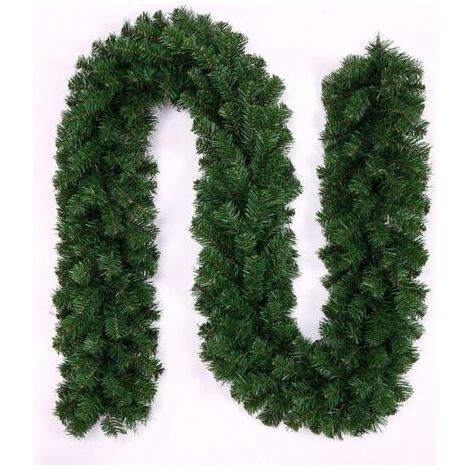 Guirlande de Noël en rotin artificiel à suspendre pour porte d'entrée, cheminée, escalier, décoration de Noël (vert 1) (1/4)