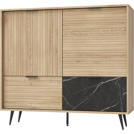 Buffet 2 ante 2 cassetti Luka marrone e nero 110,8cm
