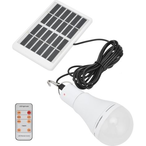 Ampoule solaire LED 7 W à 5 niveaux d'intensité lumineuse, lumière blanche positive, ampoule intelligente intégrée pour jardin et camping (1/5)