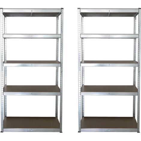 2 Scaffali in Metallo Zincato con Piani in Mdf 90X40X180H 4 Piani (1/3)