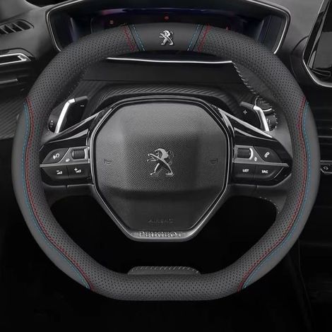 Auto Couverture Volant pour Peugeot Partner 2019-2023,Microfibre Housse de Volant de Voiture Anti Dérapant Anti-Rayures Douce Diamètre M 37-38cm Auto Protège-Volant Aménagements intérieurs