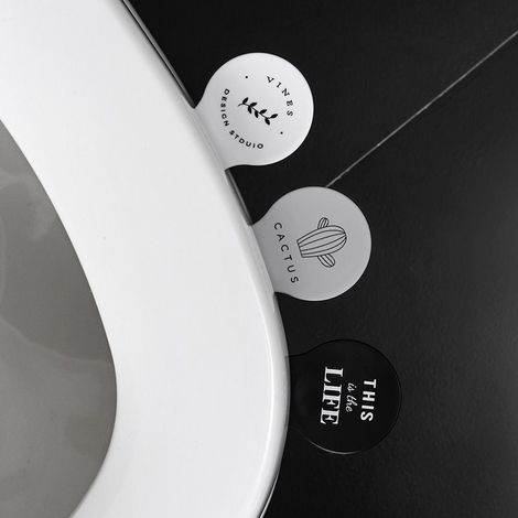 3 lève-sièges WC, hygiénique sans contact, en PP, adhésif, pour couvercle de toilette, usage domestique et professionnel (1/4)