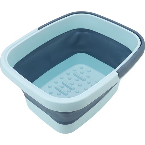Baignoire pliable portable en silicone pour massage des pieds, bassine de spa pour les pieds à domicile, bleue (1/5)