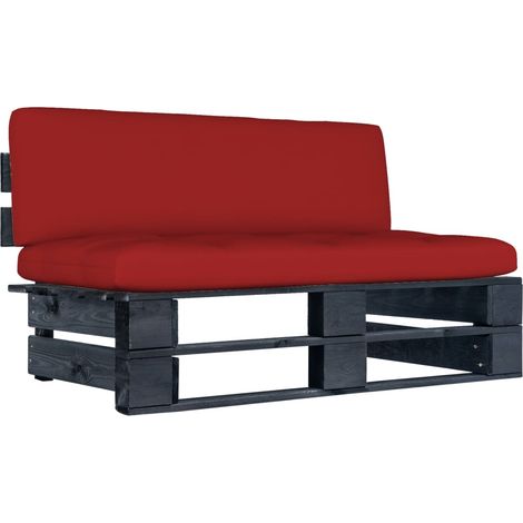 Garten-Mittelsofa aus Paletten Schwarz Kiefernholz Imprägniert (1/5)
