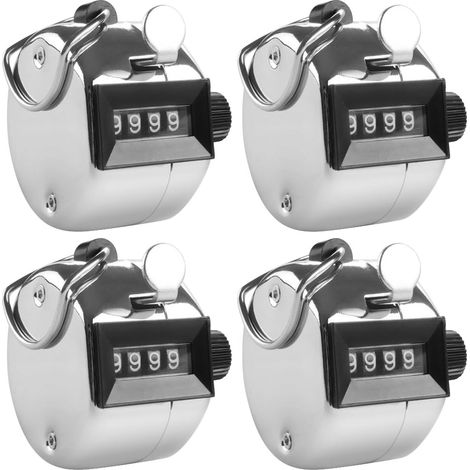 MINKUROW Contatore Palmare A 4 Cifre, Confezione Da 4 Clicker Manuale Meccanico Con Anello Per Dito In Metallo - Argento (1/5)