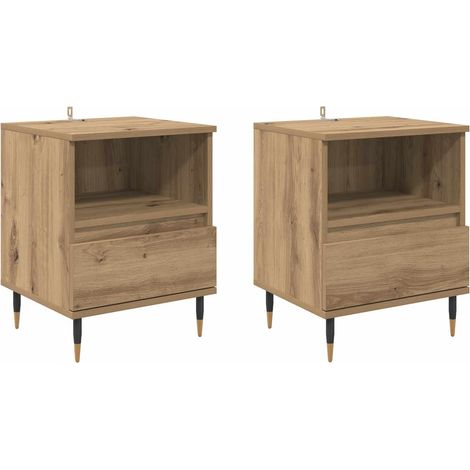 Maison Exclusive - Armadio da Notte 2 pz Rovere artigianale 40 x 35 x 50 cm (1/5)