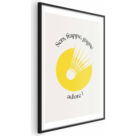 Poster – Badminton-Federball vor dem Hintergrund einer gelben Sonne (1/4)