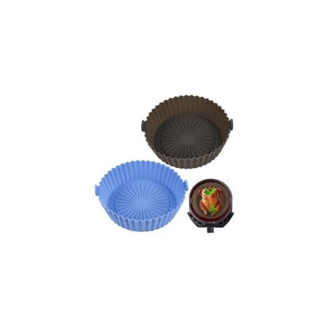 Set di due cestelli in silicone, accessorio multiuso per friggitrice ad aria, riutilizzabile. -Crezuo
