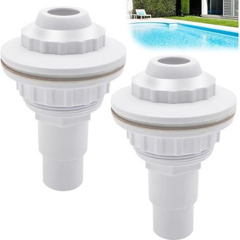 Lntyq Lot de 2 buses d'entrée de piscine, raccord de tuyau 32 mm/38 mm, accessoires de nettoyage de piscine, buse de retour avec tête pivotante, dispositif de retour de piscine (1/5)
