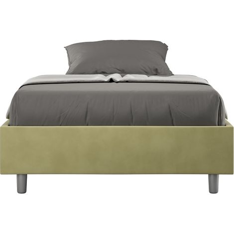 Letto Matrimoniale Francese Sommier 140x190 cm con Rete e Contenitore Azelia Tè Verde (1/3)