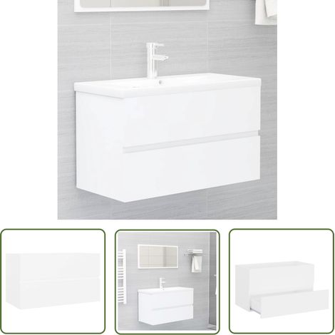 Chic Meuble sous vasque simple,Meuble bas Rangement de salle de bain,Armoire d'évier de salle de bain Blanc 80x38,5x45 cm Aggloméré -53936 (1/5)