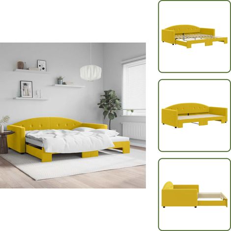 Doppelbett - vidaXL Tagesbett Ausziehbar Gelb 100x200 cm Samt - Samt (1/5)