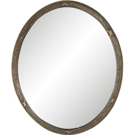 Miroir Ovale Style Industriel en Plastique Marron - Grand Miroir Décoratif 22 x 27 cm - PANGIVO (1/3)