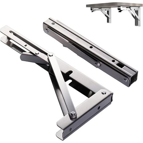 Sturdy solid aluminum shelf brackets, foldable triangular shelf supports, kitchen wall brackets, suitable for use in kitchens, bedrooms, and offices simple and space-saving installation (1/4)