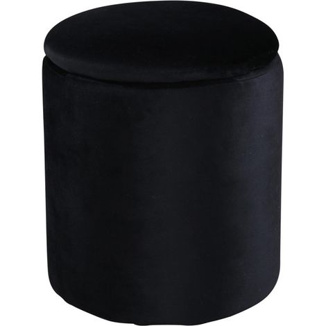 Pouf Coffre en Velours "Limpen" 40cm Noir (1/5)
