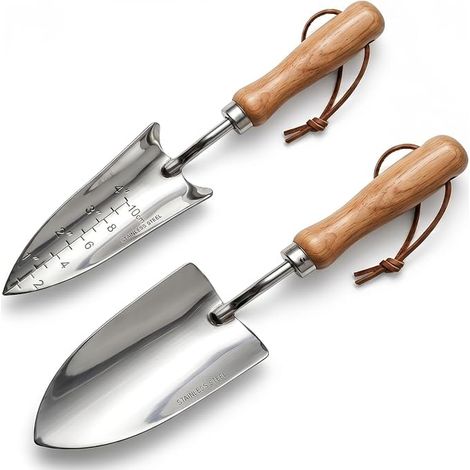 Outils de Jardinage en Acier 33 x 8 cm et 32,5 x 7 cm Transplantoir Truelle Jardinage Petite Pelle de Jardin pour Repiquer des Plants Désherber et Aérer la Terre (1/5)