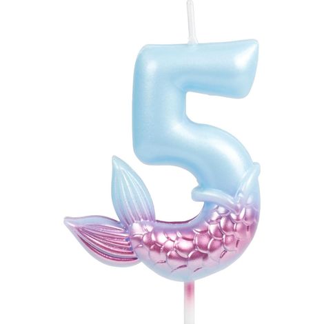 Sirène Bougies Chiffres 3D Bleu Pour Gâteau D'anniversaire Fille Enfant Topper Décoration De Fête Célébration Et Cadeau Idéal