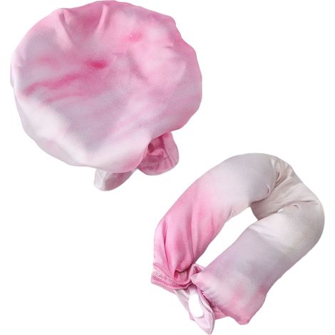 Bandau de coiffure sans chaleur en satin, pour nuit et décontracté, motif tie-dye rose (1/5)