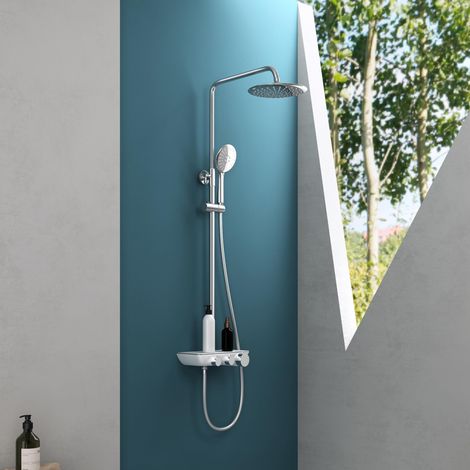 Mai & Mai Colonne de Douche Argent Ensemble de Douche Complet avec Mitigeur Douchette et Douche de Tête (1/5)