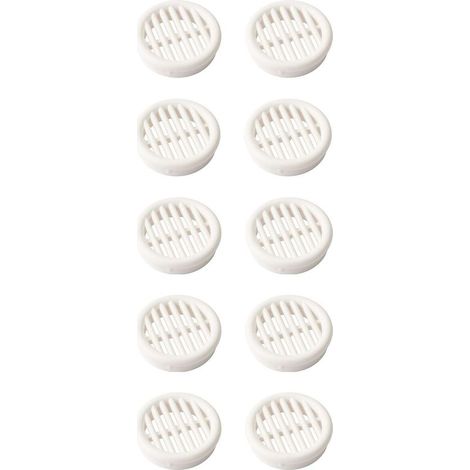 Rundes 35-mm-Lüftungsgitter – Weißer Kunststoff – Höhe 11,5 mm – Für Decken- und Wandlüftung – 10er-Packung (1/2)