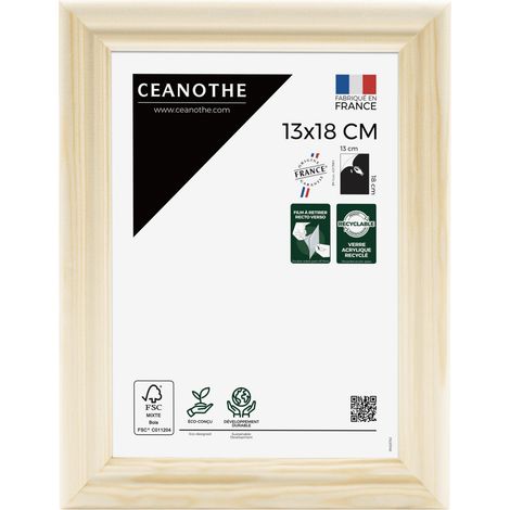 Cadre Photo Bois Brut 13x18 cm et 18x13 cm - Cadre Photo Bois Naturel FSC – Convient au A6 et Carte Postale  – Fabriqué en France – Cadre Photo Circée Authentic 13x18 cm - Verre acrylique Incassable