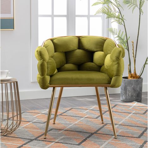 Silla tapizada de terciopelo con brazos metal OKMYHOME (1/5)