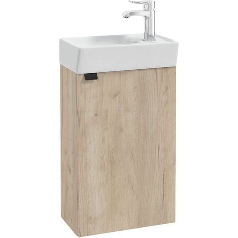 Badezimmer-Waschtischunterschrank – 40 x 22 cm – Vicenza-Eiche – Wandhängender Waschtischunterschrank – Matte Oberfläche