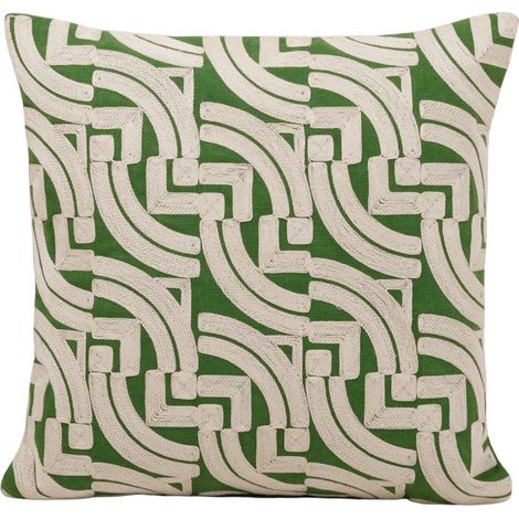 Housse de coussin en Coton rebrodé d'un motif graphique IAKOBO (1/4)