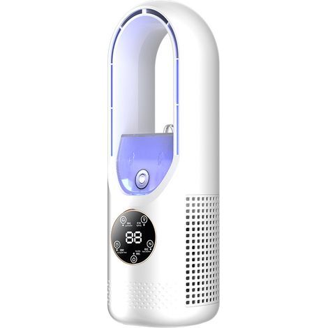 Ventilateur de bureau sans pales à 6 vitesses – moteur puissant – sécurité enfant – idéal pour les petits espaces – blanc (1/5)