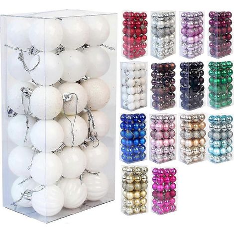 Ensemble de 36 boules de Noël incassables, décoration pour sapin, ornement de Noël, décoration pour mariage et fêtes, blanches