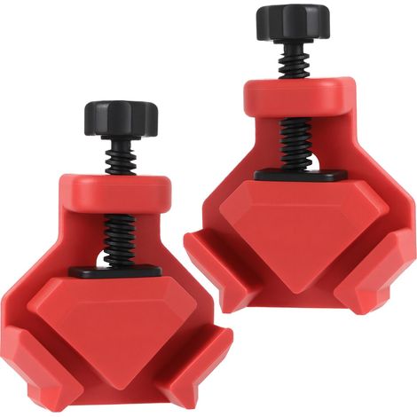 2 Stück 90°-Winkelklemmen, verstellbare Winkelklemmen für Plattenstärken von 2–26 mm, Schraubwinkelklemmen mit 250 N Klemmkraft, für Holzbearbeitungswerkzeuge, Tischlerei und Schweißen