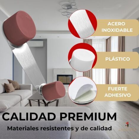 NALOOKAMIC  Butée de Porte 360° - Stop Porte avec Reteneur Pivotant Mécanique, Pack de 4 - Fixation Adhésive Sans Perçage, Butoir Sol Discret