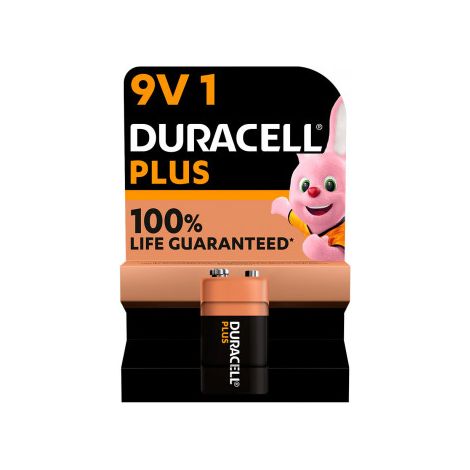 Pila alkalina Duracell plus power 6lr61 9v blíster 1 unid 26.5x17.5x48.5mm