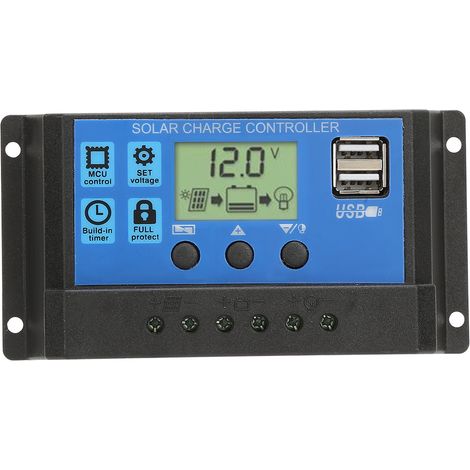 Regulateur De Charge Solaire - 20 A - Affichage Numérique - Protection Intégrée - Port USB - Pour Systèmes Solaires Domestiques Et Professionnels - 1 Pièce (1/5)