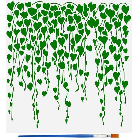 Pochoirs de Vigne Tombante Avec Un Pinceau 30x30cm Motif de Feuilles de Vigne Pochoirs de Peinture Réutilisables Thèmes Plantes Modèle Décoration pour Bois Mur Sol Meubles Carreaux (1/5)