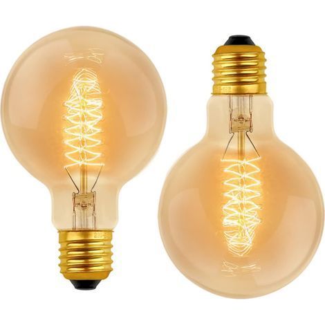 Ampoule Vintage G80 E27 Dimmable 40W Blanc Chaud 2700K, AC 220V, Ampoules de Décoration à Incandescence Rétro E27 Spirale Tungstène Filament Lampe, lot de 2 (1/5)